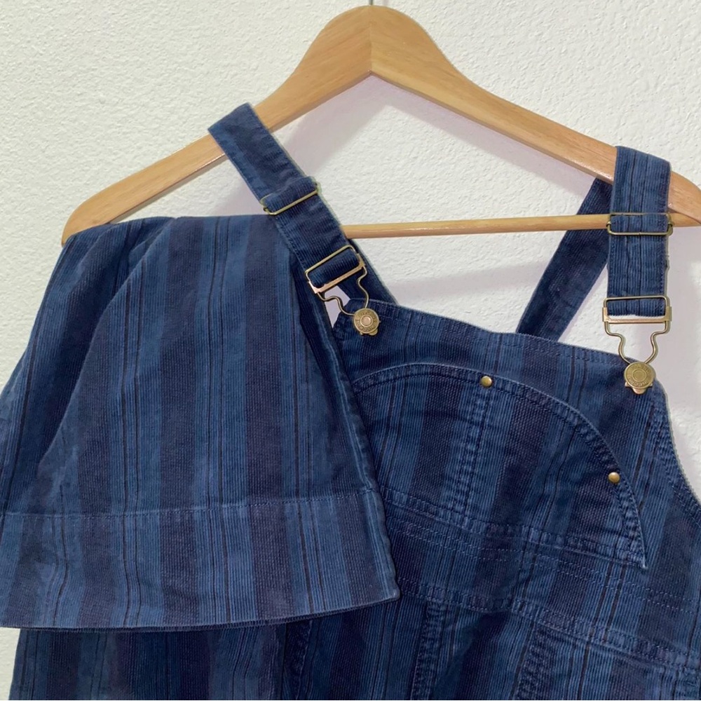 Anthropologie Blue Striped Corduroy Women  Overalls